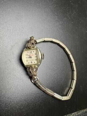 Vintage Elgin Starlite 17 Jewels Women's Wristwatch Sterling Silver 925 Art Deco